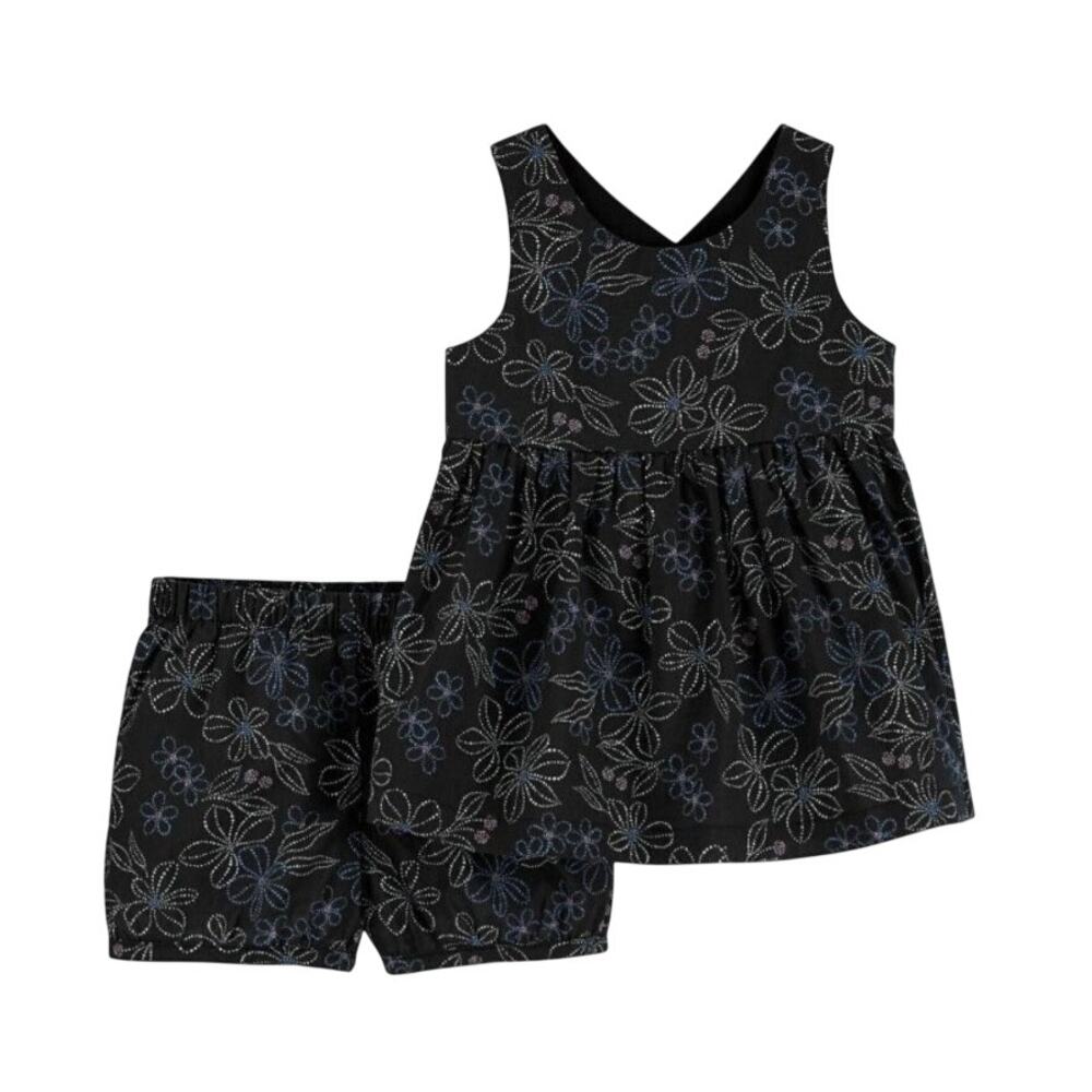Carter’s Baby Girl Summer Set Tank Shorts Dark Floral Cottagecore 12M